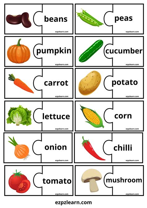 free vegetable matching game.